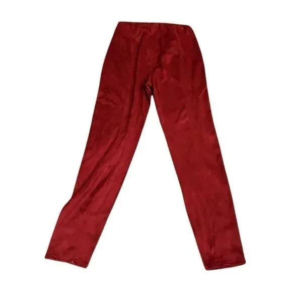 GUESS Women's Maya Faux Suede Leggings pants size L Bordeaux - Picture 8 of 15